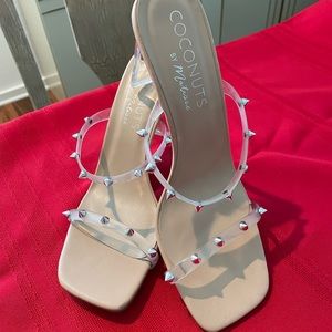 Used once coconuts by mattisse clear heels with silver studs,